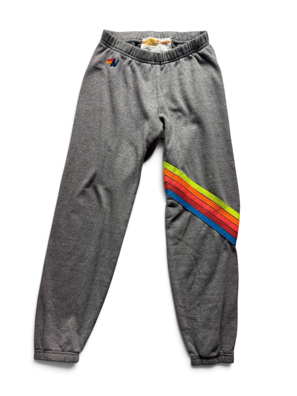 Aviator Nation Gray Rainbow Stripe Sweatpants Joggers Size XS